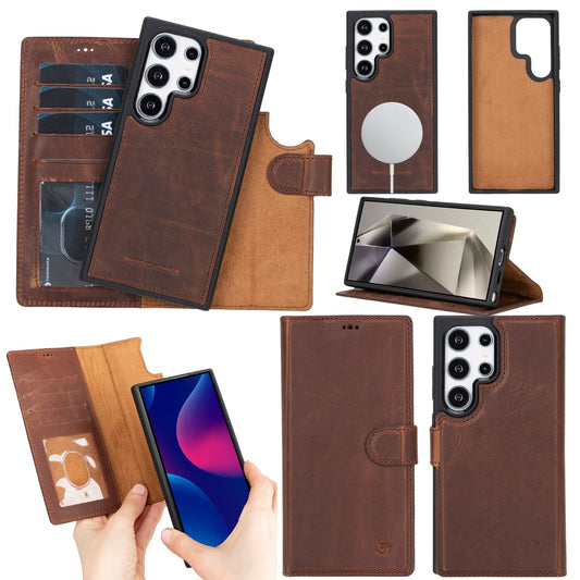 Buffalo Leather Samsung Galaxy S24 Ultra Wallet with Detachable Case