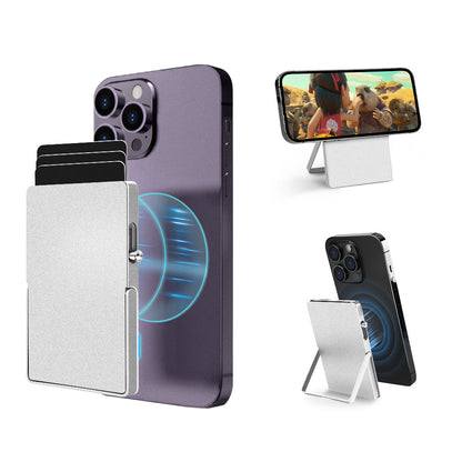 RFID Blocking Wallet Minimalist Slim Card Holder for Magsafe with Adjustable Stand, Metal Pop Up Magnetic Wallet  for Men TOYFID